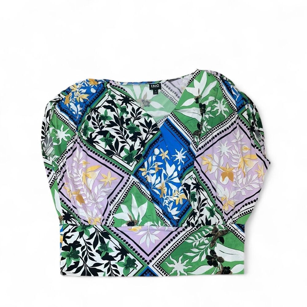INC International Concepts Women's Floral Patchwork Blouse SZ 1X NWT